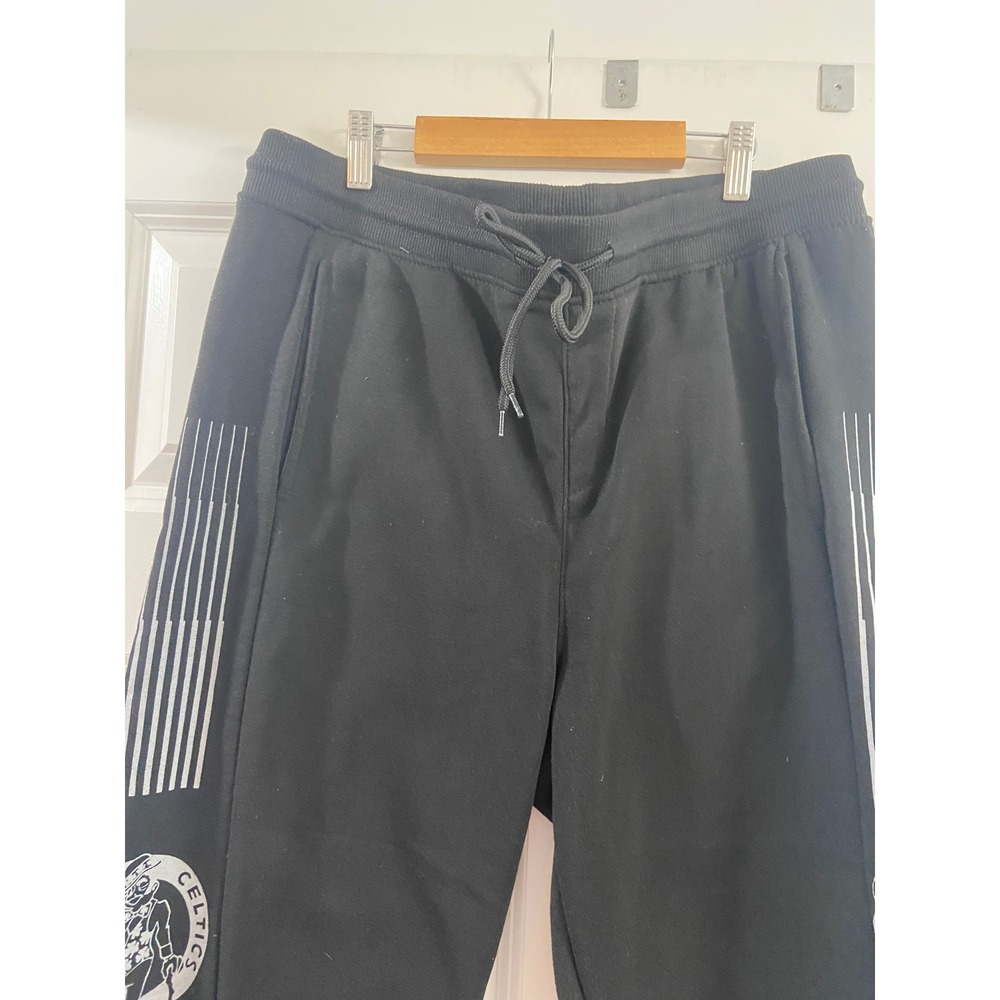 NBA Boston Celtics Mens Fleece Joggers Black Graphic Sweatpants XL